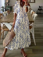 Charm Vestido Bohemio para Mujer – Vestido Floral Ikat con Escote en V Chic