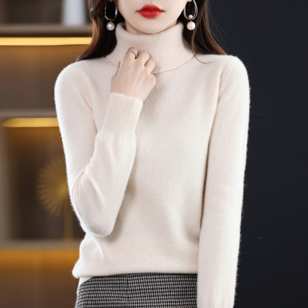 Emma Jersey de Cuello Alto para Mujer – 100% Cachemir Premium Elegante y Suave