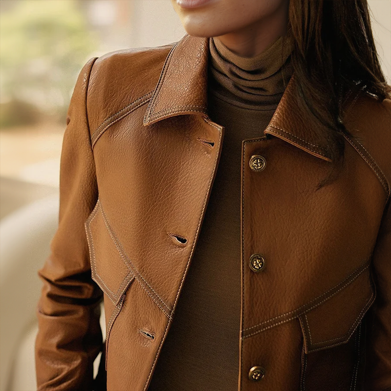 Anita Chaqueta de Cuero para Mujer – Blazer Elegante de Piel Premium Chic