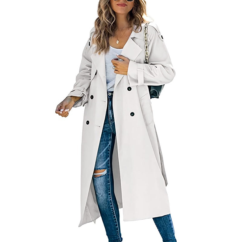 Brielle Trench Largo para Mujer – Abrigo Elegante Entretiempo Chic