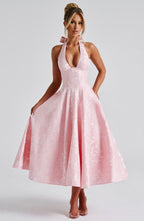 Iris Vestido Midi Elegante para Mujer – Vestido Corsé Floral Invitada Boda
