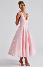 Iris Vestido Midi Elegante para Mujer – Vestido Corsé Floral Invitada Boda