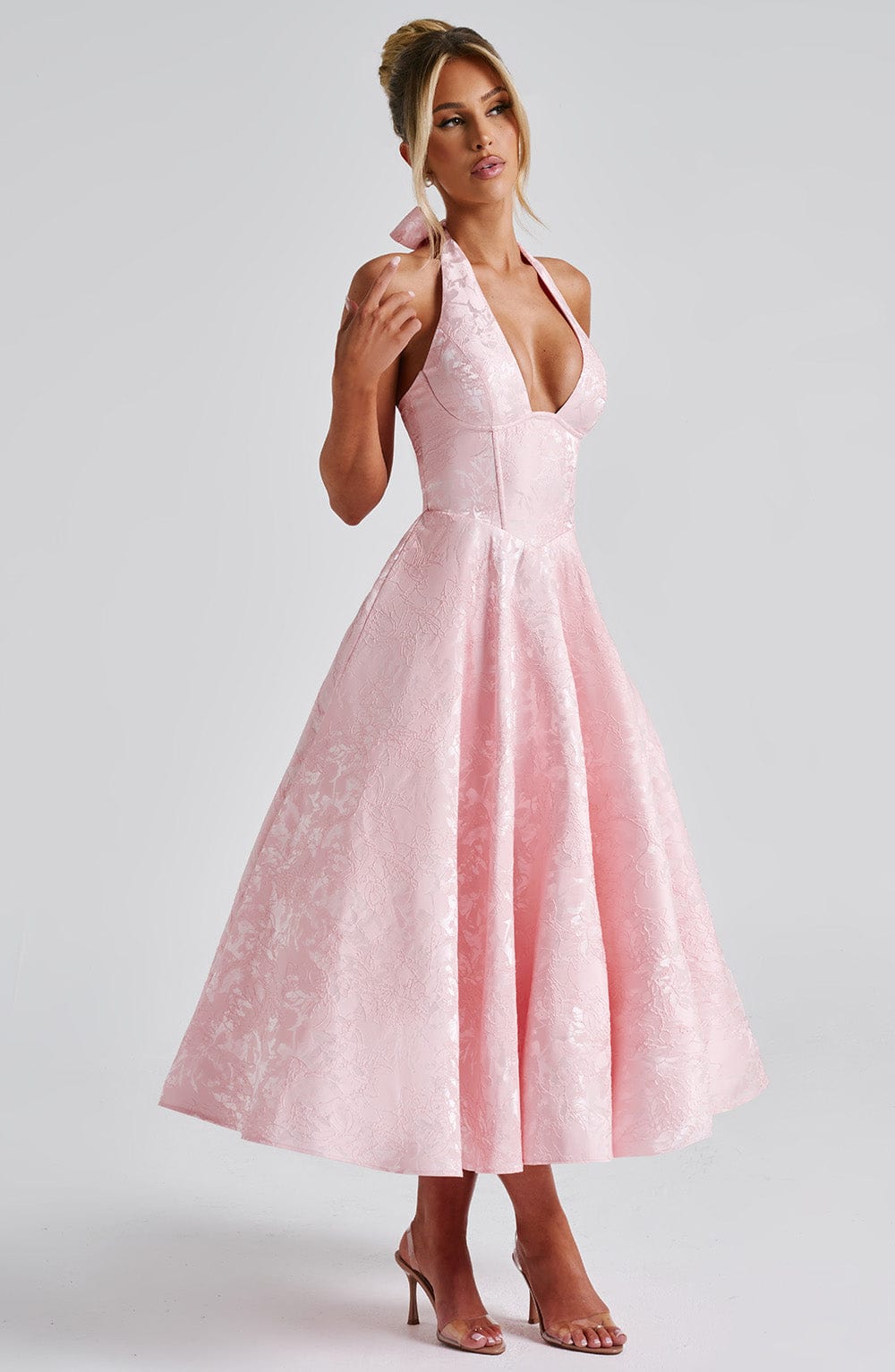 Iris Vestido Midi Elegante para Mujer – Vestido Corsé Floral Invitada Boda