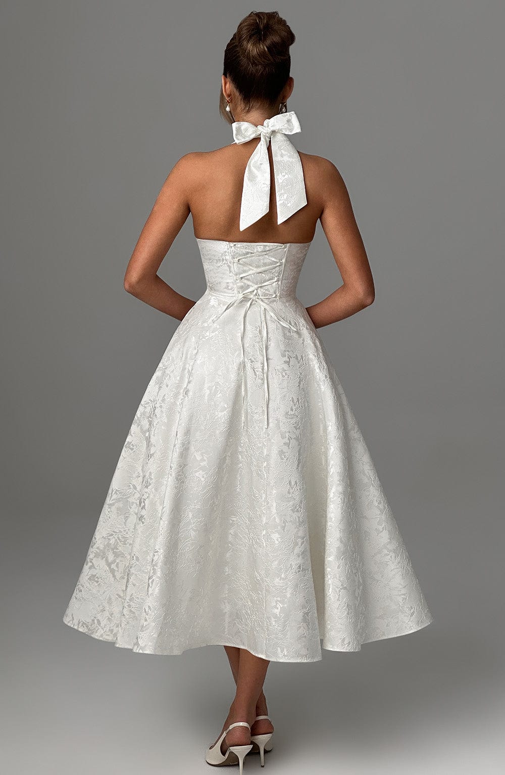 Iris Vestido Midi Elegante para Mujer – Vestido Corsé Floral Invitada Boda