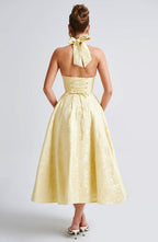 Iris Vestido Midi Elegante para Mujer – Vestido Corsé Floral Invitada Boda