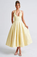 Iris Vestido Midi Elegante para Mujer – Vestido Corsé Floral Invitada Boda