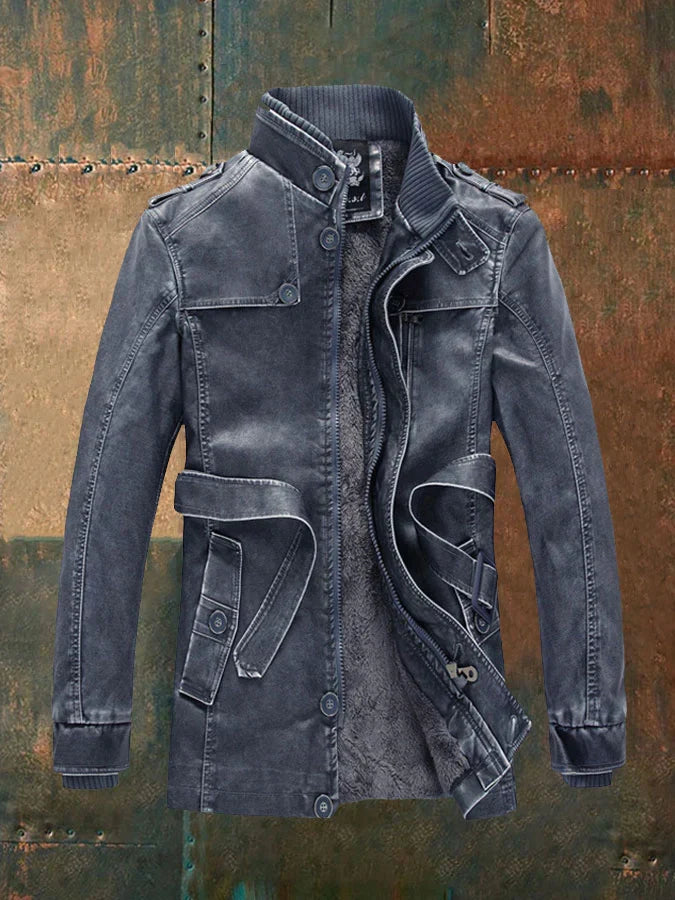 Shon Chaqueta de Cuero Vintage para Hombre – Cazadora Retro Elegante