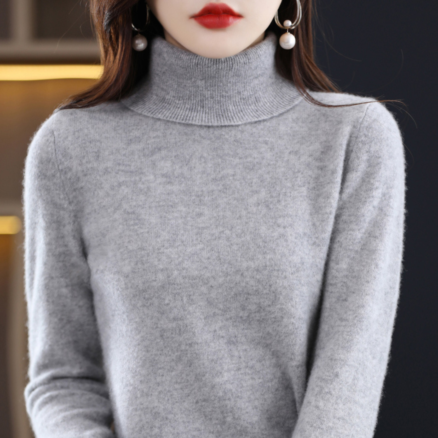 Emma Jersey de Cuello Alto para Mujer – 100% Cachemir Premium Elegante y Suave