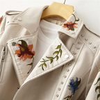 Hélène Chaqueta de Cuero para Mujer – Cazadora Elegante Chic Atemporal Premium