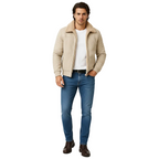 Michael Chaqueta para Hombre – Cazadora Elegante con Cuello de Pelo y Cremallera