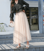 Shandria Falda de Tul para Mujer – Falda Midi Elegante Romántica Chic