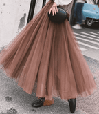 Shandria Falda de Tul para Mujer – Falda Midi Elegante Romántica Chic