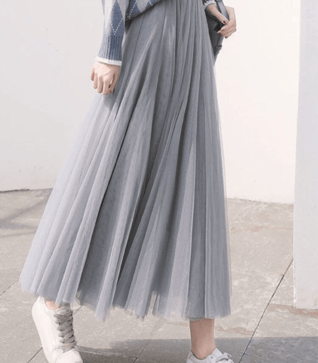 Shandria Falda de Tul para Mujer – Falda Midi Elegante Romántica Chic