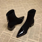 Grace Botines de Tacón para Mujer – Botas Elegantes de Ante con Detalles Brillantes