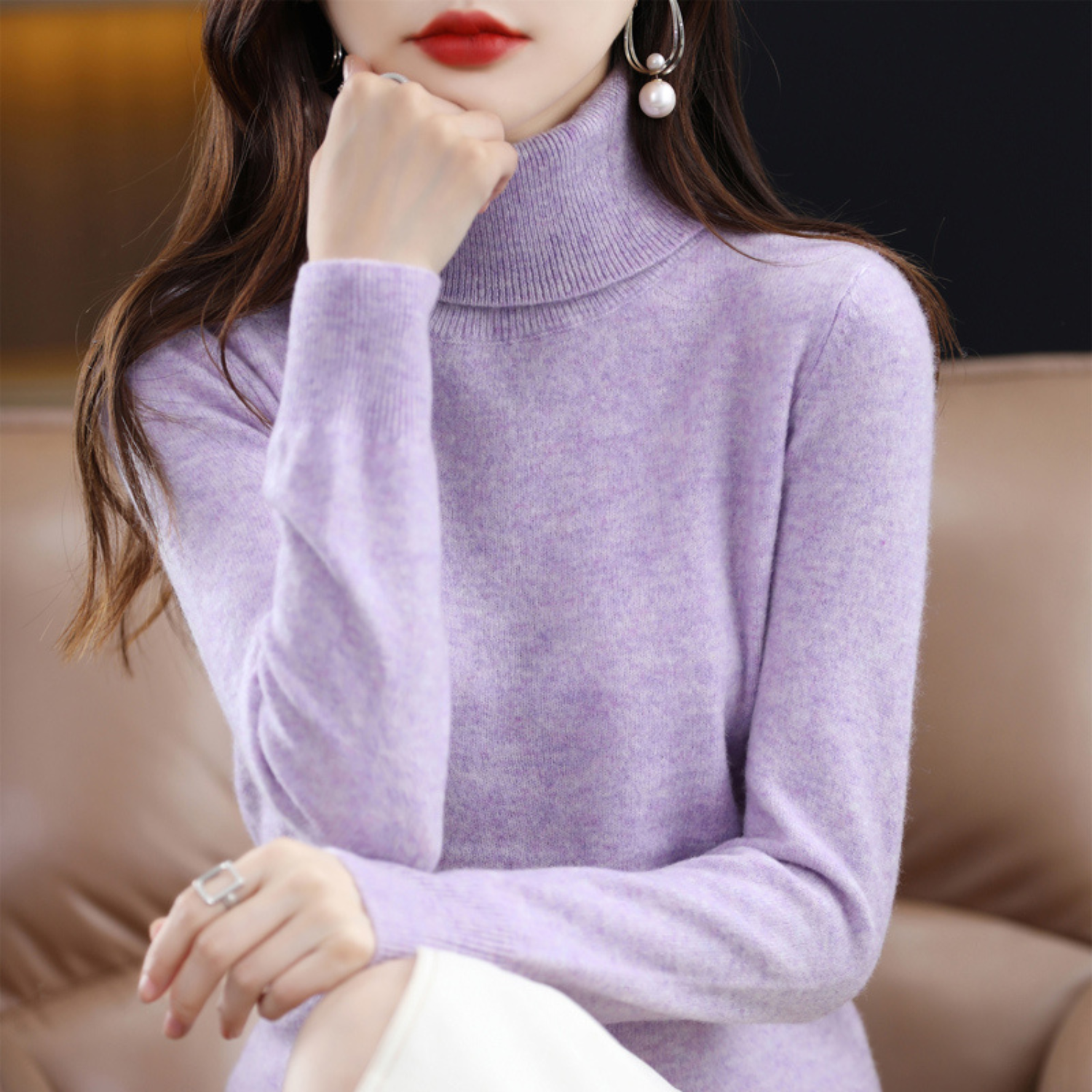 Emma Jersey de Cuello Alto para Mujer – 100% Cachemir Premium Elegante y Suave