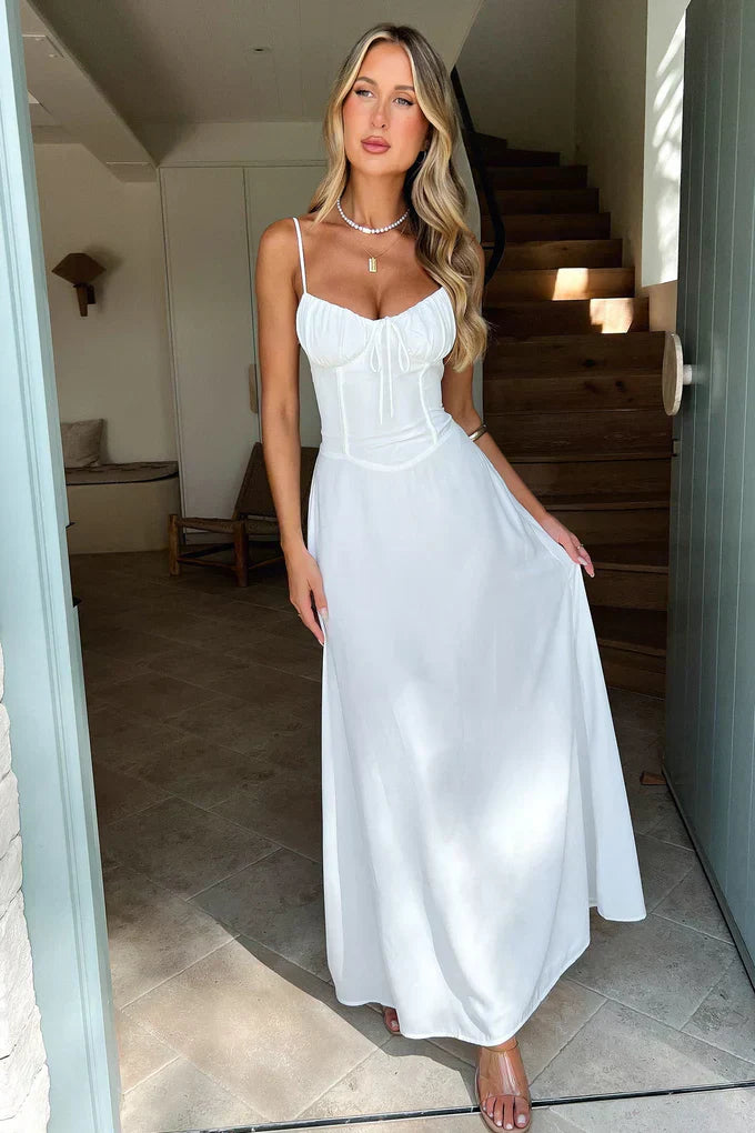 Mika Vestido Largo Elegante para Mujer – Vestido Encaje Espalda Abierta Chic