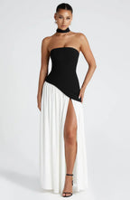 Victoria Vestido de Fiesta para Mujer – Vestido Bustier Elegante con Abertura