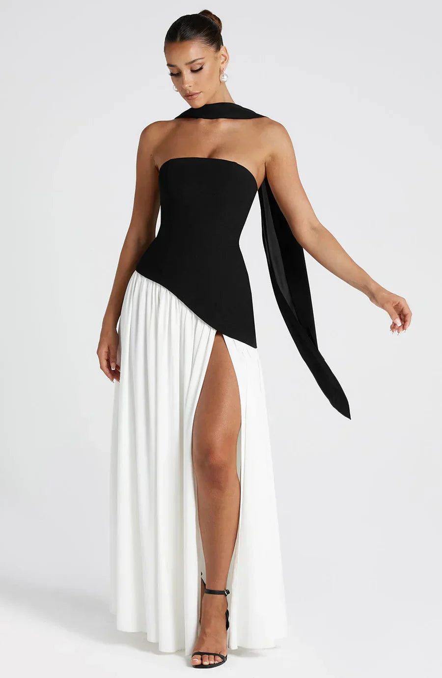 Victoria Vestido de Fiesta para Mujer – Vestido Bustier Elegante con Abertura