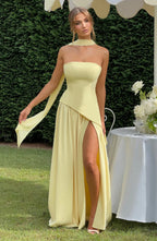 Victoria Vestido de Fiesta para Mujer – Vestido Bustier Elegante con Abertura