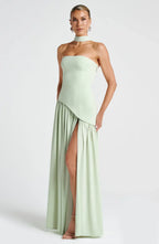 Victoria Vestido de Fiesta para Mujer – Vestido Bustier Elegante con Abertura