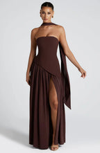 Victoria Vestido de Fiesta para Mujer – Vestido Bustier Elegante con Abertura
