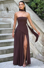 Victoria Vestido de Fiesta para Mujer – Vestido Bustier Elegante con Abertura