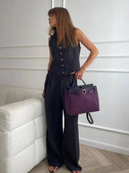 Freya Conjunto de Lino para Mujer – Chaleco y Pantalón Palazzo Verano Chic