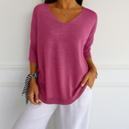 Coraline Jersey de Cuello V para Mujer – Suéter Elegante de Punto Fino Chic