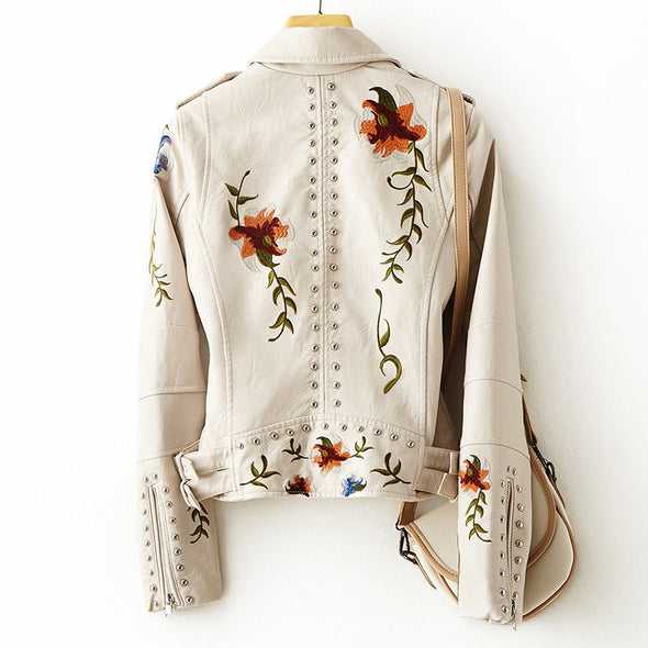 Hélène Chaqueta de Cuero para Mujer – Cazadora Elegante Chic Atemporal Premium