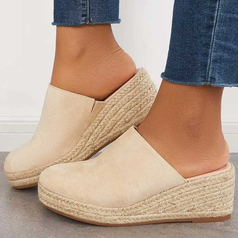 Mika Mules de Cuña para Mujer – Sandalias Espadrille Azul Marino Chic