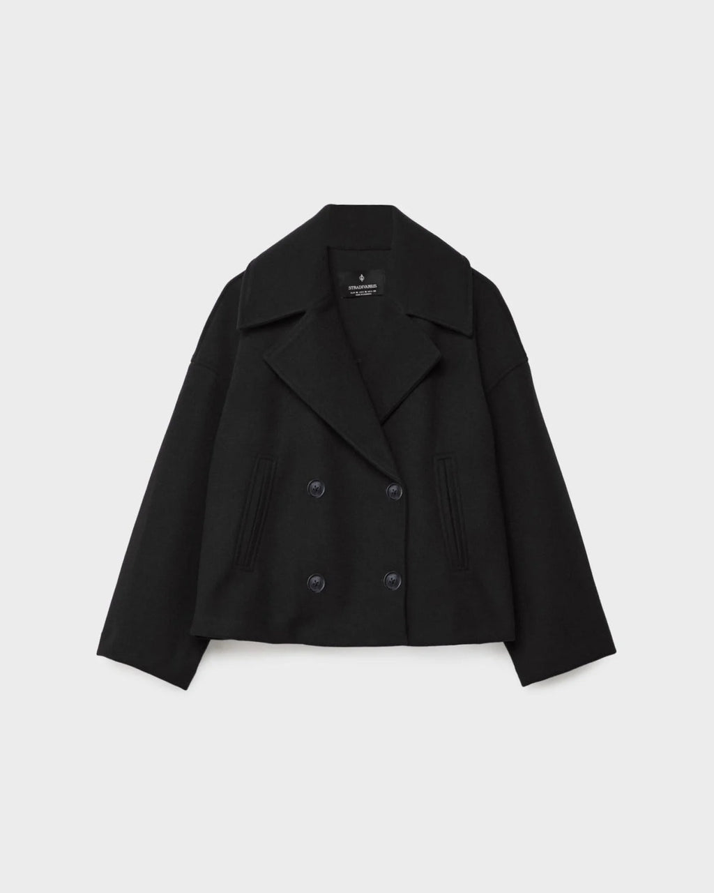 Aurélie Chaqueta de Lana para Mujer – Abrigo Corto Cruzado Elegante para Invierno