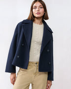 Aurélie Chaqueta de Lana para Mujer – Abrigo Corto Cruzado Elegante para Invierno