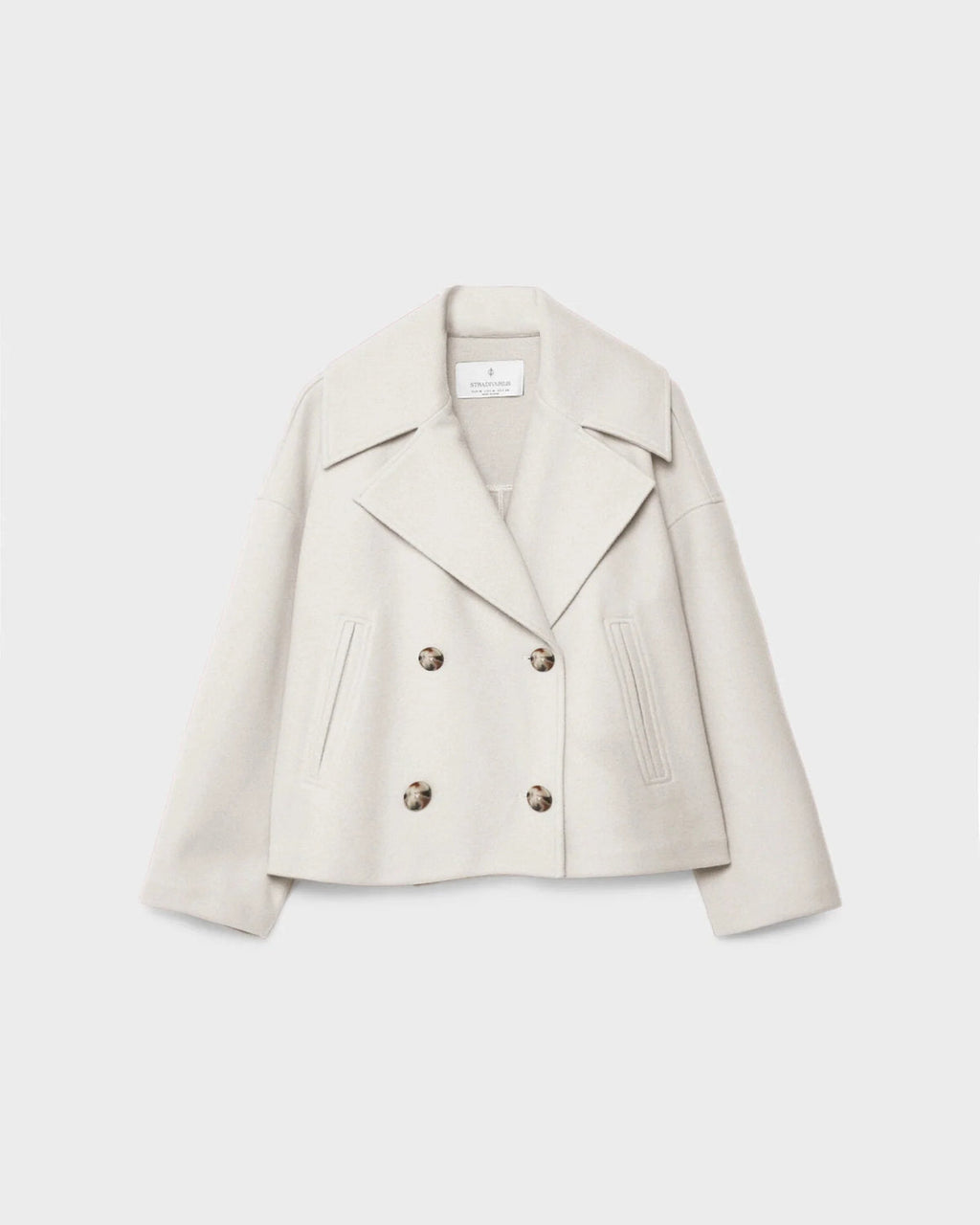 Aurélie Chaqueta de Lana para Mujer – Abrigo Corto Cruzado Elegante para Invierno