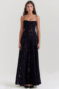 Kandace Vestido Largo Elegante para Mujer – Vestido Encaje Brillante Gala