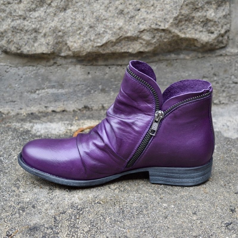 Valentina Botas de Cuero para Mujer – Botines Elegantes con Cremallera Chic