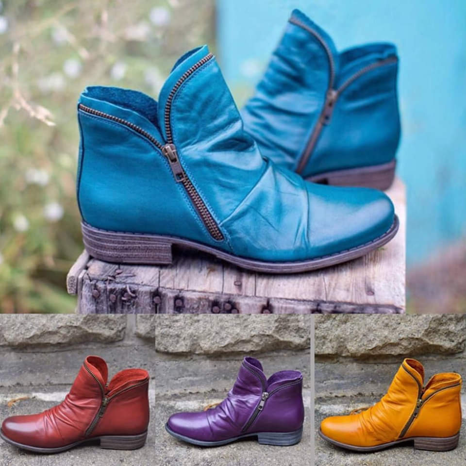 Valentina Botas de Cuero para Mujer – Botines Elegantes con Cremallera Chic