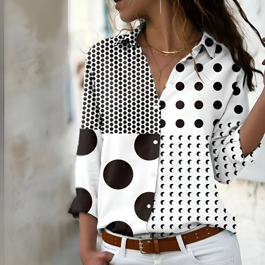 Norina Blusa para Mujer – Camisa Estampada Elegante Casual Chic Moderna